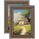 eletecpro 5x7 Picture Frames Set of 2, Vintage Frames with Glass Cover, Ornate Photo Frame Displays 4x6 Photo with Mat or 5x7 without Mat for Tabletop or Wall Decor, Bronze