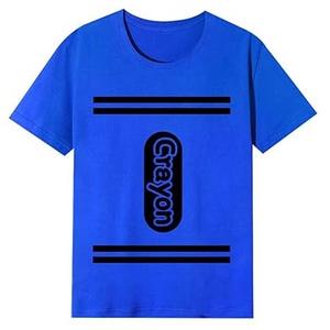 Crayon Shirt Crayon Matching Halloween Costume Couple Group T-Shirt, Size L Color Blue