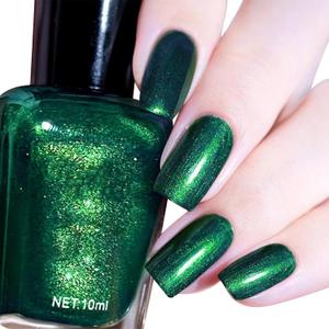 COSMOO Glitter Dark Green Nail Polish, Deep Quick Dry Nail Lacquer, Shiny Shimmer Nails Art Varnish, 12ml (0.41 fl oz)