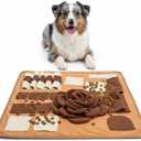 Snuffle Mat for Dogs Interactive Feeding Mat for Slow Eating, 23.6 in x 23.6 in, Mental Stimulation & Boredom Relief (Beige Brown)
