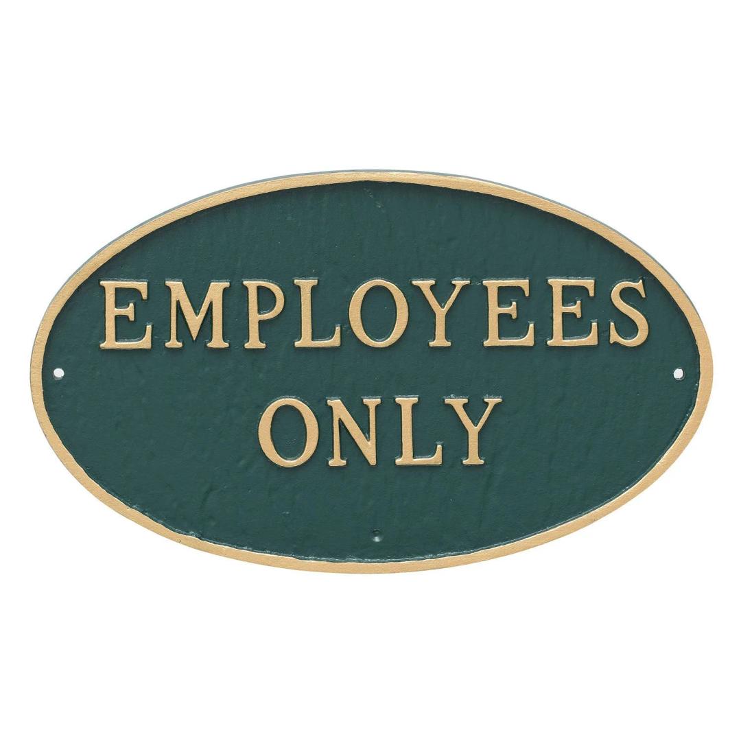 Employees Only Oval WALL Statement Plaque Sign, Business Security Sign, Privacy Plaque, Durable Rust Proof Aluminum