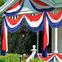 3 Pcs 1.7x13 ft Patriotic Bunting Decorations 4th of July Decor Large Red White Blue Banner Veterans Day Memorial Independence Day Celebration DIY Hanging Flag Table Runner Outdoor Indoor Porch Garden