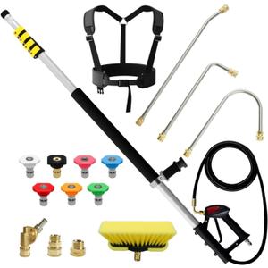 Pressure Washer Extension Wand, 4 FT Telescoping, 7 Spray Nozzles, Gutter Cleaner with Brush Head, 2 x 48 x 4 inches