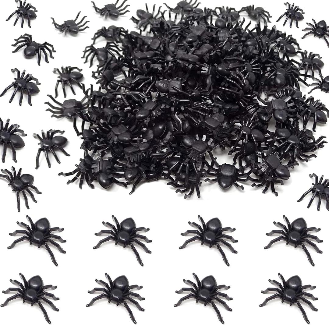4 x MYUBWTF 120 PCS Mini Fake SpiderPlastic in Colour Spider Toys, Simulated Insect Toys for Funny Prank Spider and Joke Halloween Party Supplies (Black)