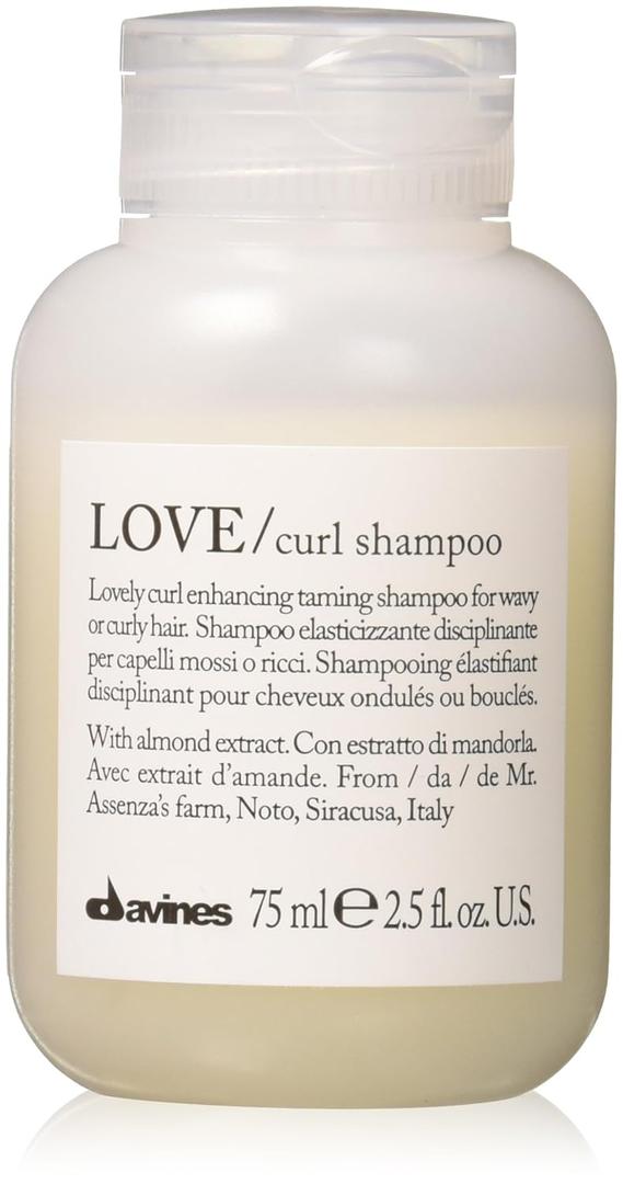 Davines LOVE Curl Shampoo, Enhancing Volume Taming Gentle Formula for Wavy and Curly Hair - Softens, Hydrates, and Boosts Curl Elasticity with Almond Extract, Travel Size, 2.54 Fl Oz