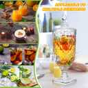 Nuogo 2 Pcs 0.8 Gallon Drink Dispensers for Parties Glass Beverage Dispenser with Stand and Spigot Vintage Iced Beverage Dispenser Crystal Drink Dispensers Glass Fountain for Birthday Party Home