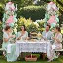 Kasyat 2 Set Tea Party Decorations Balloon Column with Adjustable Balloon Stand Kit, Teapot Balloons for Spring Bridal Shower Wedding Birthday Garden Party, Pastel Macaron Arch Supplies