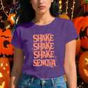 Womens Halloween Shirt Pumpkin Fall Ghost T-Shirts Spooky Season Autumn Tee Tops (Purple, S)