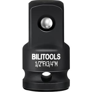 BILITOOLS Impact Socket Adapter 1/2" Female x 3/4" Male Increaser for 3/4" Drive Sockets & Using with Impact Guns Wrenches, Breaker Bars, Ratchets
