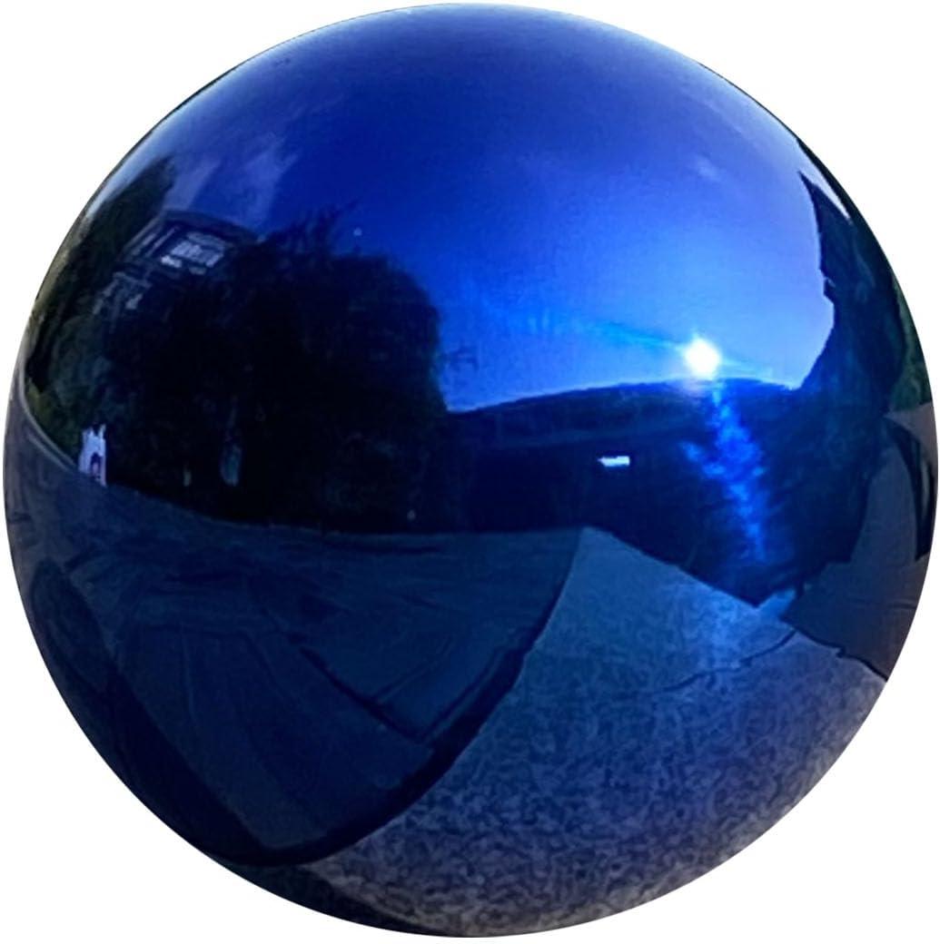 Premium Stainless Steel Gazing Globe Mirror Ball - Stunning Gem Blue Finish, Weather-Resistant, 8-inch Diameter