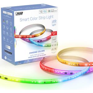 Feit Electric Smart Light Strip 16FT, Ultrathin RGBW Color Chasing LED Light Strip, 2.4GHz Wi-Fi Enabled, Works with Alexa and Google Home Assistant, Remote Control, (0.4in x 192in) TAPE192/CHASE/AG