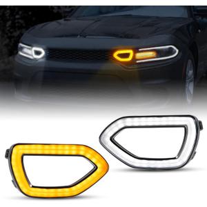 KEWISAUTO Grille Lights for Dodge Charger, LED Front Grille Lights Turn Signal Daytime Running Light for Dodge Charger SRT/Scat Pack 2015-2019, Charger Daytona, SXT & R/T 2017-2019 Accessories