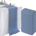 12 Pack 10FT Dusty Blue Cheesecloth Table Runner 120 Inch Long Gauze Rustic Boho Cheese Cloth Table Runner Sheer Fabric for Wedding Party Birthday Bridal Baby Shower Centerpiece Home Decor