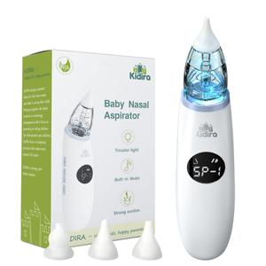 Nasal Aspirator for Baby, KIDIRA Electric Nose Suction for Baby with 3-Type Silicone Tips, Baby Nasal Aspirator with 3 Suction Level, Infant Nasal Aspirator with Music & Light Function