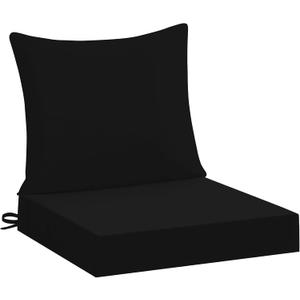 downluxe 22x22 Outdoor Chair Cushions, Waterproof Fade Resistant Patio Furniture Cushions with Handle & Removable Cover, Deep Seat Outdoor Cushions for Sofa, Couch and Patio Chairs, Black