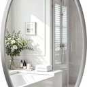 USHOWER Brushed Nickel Oval Bathroom Mirror 24x36 Inch