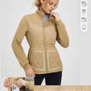 baleaf Women's Quilted Jackets Golf Winter Lightweight Warm Stand Collar Water Resistant Puffer Jacket 4 Pockets (Beige, XL)