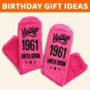 HAPPYPOP 1955 1960 Birthday Gifts - 61 62 63 64 65 66 67 68 69 70 Birthday Socks for Women (Pink)