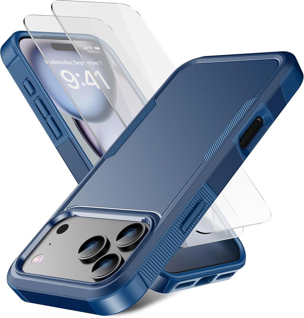 3 x for iPhone 17 Pro Max Case [Shockproof] [Dropproof] [Heavy Duty Protection] [Pocket-Friendly] Slim & Tough Non-Slip Protective Phone Cover for iPhone 17 promax 6.9inch, Blue