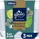 Glade 3-Wick Scented Candle Jar, Bergamot & Eucalyptus, Air Freshener Infused with Essential Oils, 6.8 Oz, 3 Count