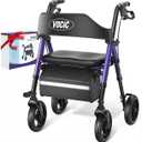 VOCIC Walkers for Seniors, Z21 Rollator Walker with Seat Supports 350lb, 8" Big Wheels for All Terrain, Ergonomic Arc Seat & 6" Ultra Backrest Foldable Walker, Dual Height Adjustment, Lightweight 2026