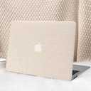 Seorsok Compatible with MacBook Air 13 Inch Case2022 2021 2020 2019 2018 Release A1932 A2179 M1 A2337 Touch ID,Elegant Leather Plastic Hard Shell Case with Transparent Keyboard Cover,Beige Woven