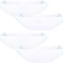 PLASTICPRO Disposable 64 ounce Square Serving Bowls, Party Snack or Salad Bowl, Large Plastic Elegant White Pack of 4