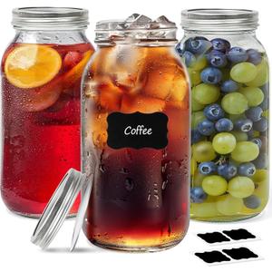 ComSaf Large Mason Jars 64oz Half Gallon 3 Pack, Wide Mouth Mason Jars with Lids and Seal Bands, Glass Canning Jars for Pickling, Jam, Jelly, Salad, Desert, Shower Wedding Favors