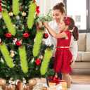 12 PCS Lime Green Christmas Tree Picks 17'' Christmas Tree Fillers with Red Glitter Ball Green Furry Stems Trees Topper Ornaments for Holiday Home Vase Fillers Xmas Trees Wreath Craft Decoration