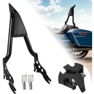 Detachable Rear Passenger Backrest Sissy Bar With Locked Rotary Latches Clips Compatible With For Touring Road King Street Glide Electra Glide Road Glide FLHR FLHX FLHT FLTR 2009-2024