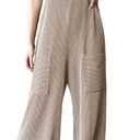 Dokotoo Women's Casual Jumpsuits Ribbed Front Pocket Loose Overalls One Piece Sleeveless Wide Leg Long Pant Rompers (XXL)