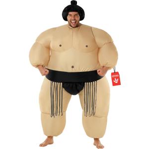 Morph Sumo Wrestler Inflatable Costume, Inflatable Sumo Costume, Blow Up Halloween Costumes For Men, Halloween Costumes Men (One Size, Black)