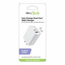 CellCandy Fast Charge Dual USB Wall Charger 12 Watts 2.4 Amps 2 Pack Black/White