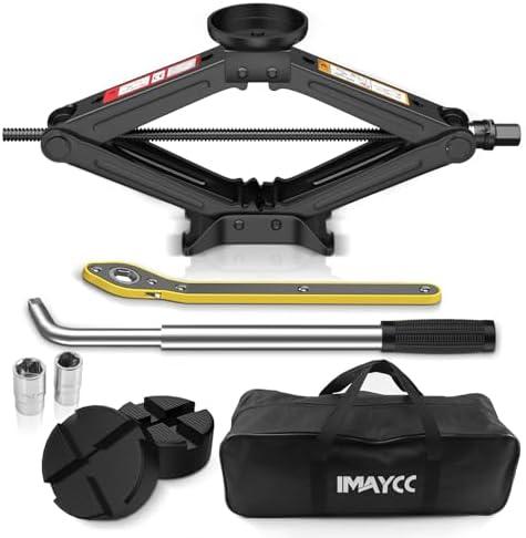 IMAYCC Car Jack 2.5 Ton/5512 lbs Universal Scissor Jack With Rubber Pad, Portable Tire Changing Kit With Lug Wrench, Emergency Kit for Sedan SUV MPV