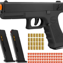 Soft Bullet Toy Gun with Shell Ejecting,Gun Fidget Toy with 100 Soft Bullets, 24 Shells and 2 Magazines,Education Toy Model,Christmas Birthday Gifts for Boys&Girls Kids Adults Age 8+(Black)