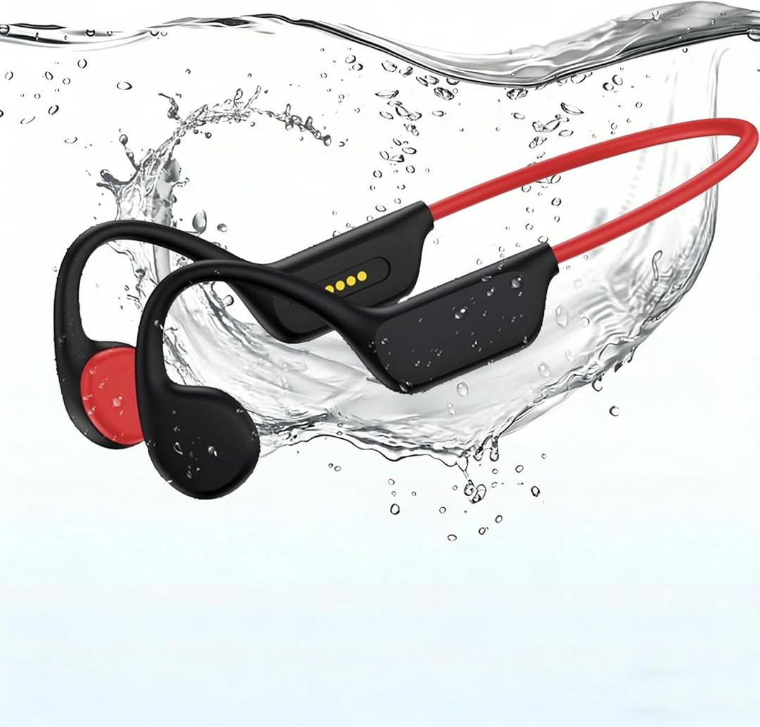 Swimming Headphones, IPX8 Waterproof Bone Conduction Headphone Wireless Underwater Earbuds with 32GB Memory for Swimming, Cycling, Marathon