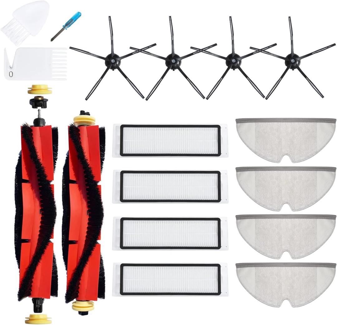LOVECO Replacement Parts Kit Compatible for Roborock S5 S5 Max S6 MaxV S6 Pure E20 E25 E35 - Sweeping and Mopping Robotic (Easy Clean Main Brush and Black Side Brush)