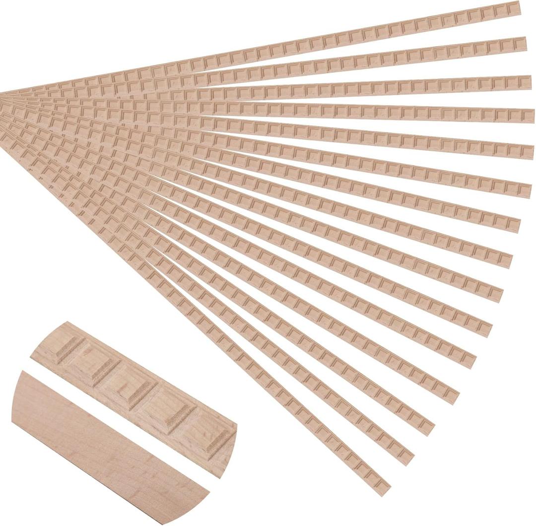 Soengsau 15-Pack 15.75" Unfinished Wood Fluted Rectangular Trim - Easy to Paint, Cute Decorative Molding DIY Craft for Furniture Frame, Mirror Edge, Wall, Door, Closet, Dresser, Shelf