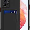 Compatible with Redmi Note 12 4G Case Silicone with Card Holder Black, for Redmi Note 12 4G Phone Case Silicone Liquid Shockproof Protective Slim Cover (Black)