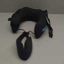 Neck Pillow Airplane, Travel Pillow with Strap, Combo 3D Eye Mask for Sleep, Dual-Density Supportive Foam Travel Neck Pillow for Airplane Flights, Car Road Trip Travel Essentials Black