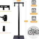 Heavy Duty Bike Floor Stand, Vertical Bicycle Storage Rack for Indoor Garage, Adjustable Rubber Hooks for Road, Mountain & Ebikes, Includes Multi-Function Repair Tool & Chain Plier