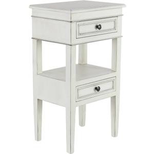 Deco 79 Wood Side End Accent Table 2 Drawers and 1 Shelf End Table, Side Table 16" x 12" x 29", White