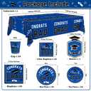 OHOME Graduation Decorations 2026 - Graduation Decorations Class of 2026 - Serve 24 - Blue Plates Tablecloth Napkins Cups Banner - Graduation Party Favors Supplies