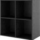 Homes: Inside + Out Apexa 4-Cube Storage Organizer Shelves, Stackable Wood Bookcase Fits Cubby Bins for Organization, Dorm Teen Room Decor & Home Office, Black