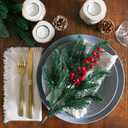 Ivydale 15Pcs Faux Pine Branches Norfolk Stem for Christmas Decoration, Artificial Greenery Plants Pine Needles with Red Berries for Table DIY Home Winter Indoor Vase Real Touch Christmas Decorations