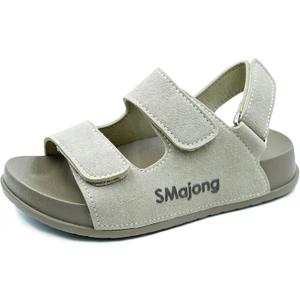 SMajong Boys Sandals Girls Sandal Kids | Non-Slip Slides, Lightweight, Adjustable, Open Toes, Flat (Beige)