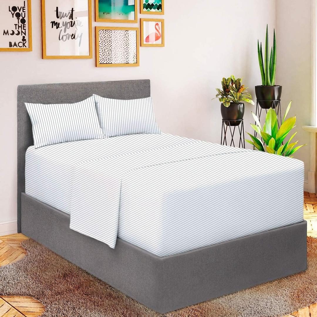 Mellanni Iconic 4-Piece, Ultra Soft Sheet Set (King, Pinstripe Gray)