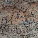 BESTSWEETIE 4ft Area Rug Washable Rugs for Living Room, No Pile Boho Carpet for Entryway Bedroom Dinning Room, Vintage Carpet Print Distressed Non-Slip, 48" Round, Orange Pink Brown Earth Tones