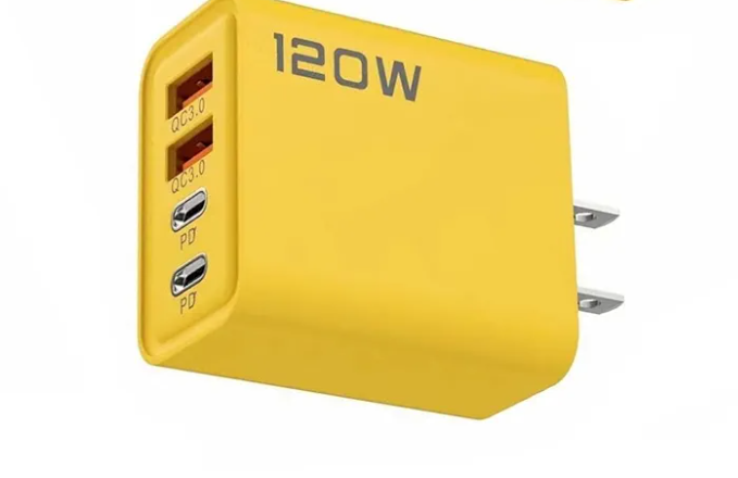 120W Double PD Fast Charger with Type-C & QC3.0 Ports Support PD Charging Protocol 5V 2A Charging Adapter