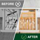 Bellsal Natural Utensil Organizer 12.5 Inch Silverware Organizer for Drawer Utensil Holder Cutlery Organizer Kitchen Drawer Organizer 7 Compartment Small Narrow Bamboo